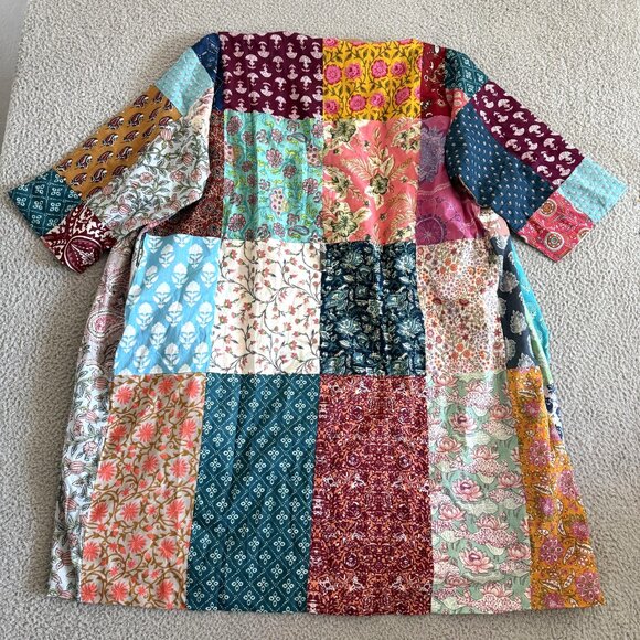 Art Studio Kimono Robe Patchwork Boho India Reversible Floral Oversized - Picture 9 of 13
